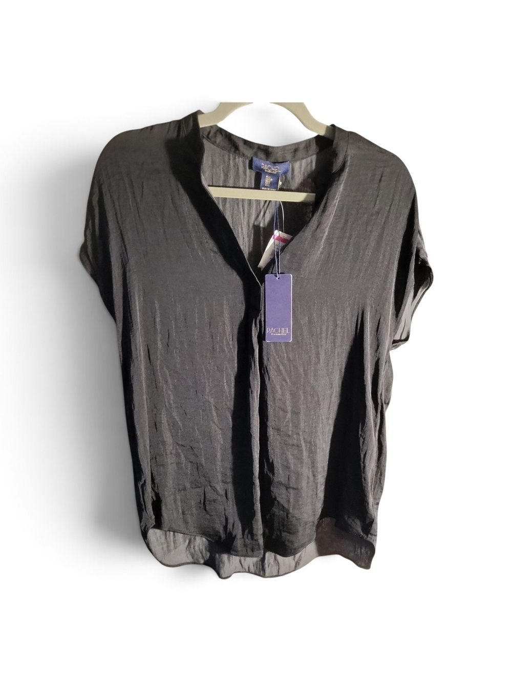 RACHEL Rachel Roy Black Short-Sleeve V-Neck Blouse